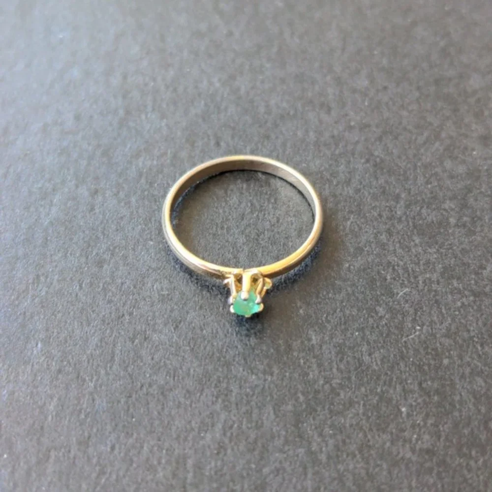 Vintage handmade ring with  Colombian emerald stone, size 6 - Picture 9 of 11
